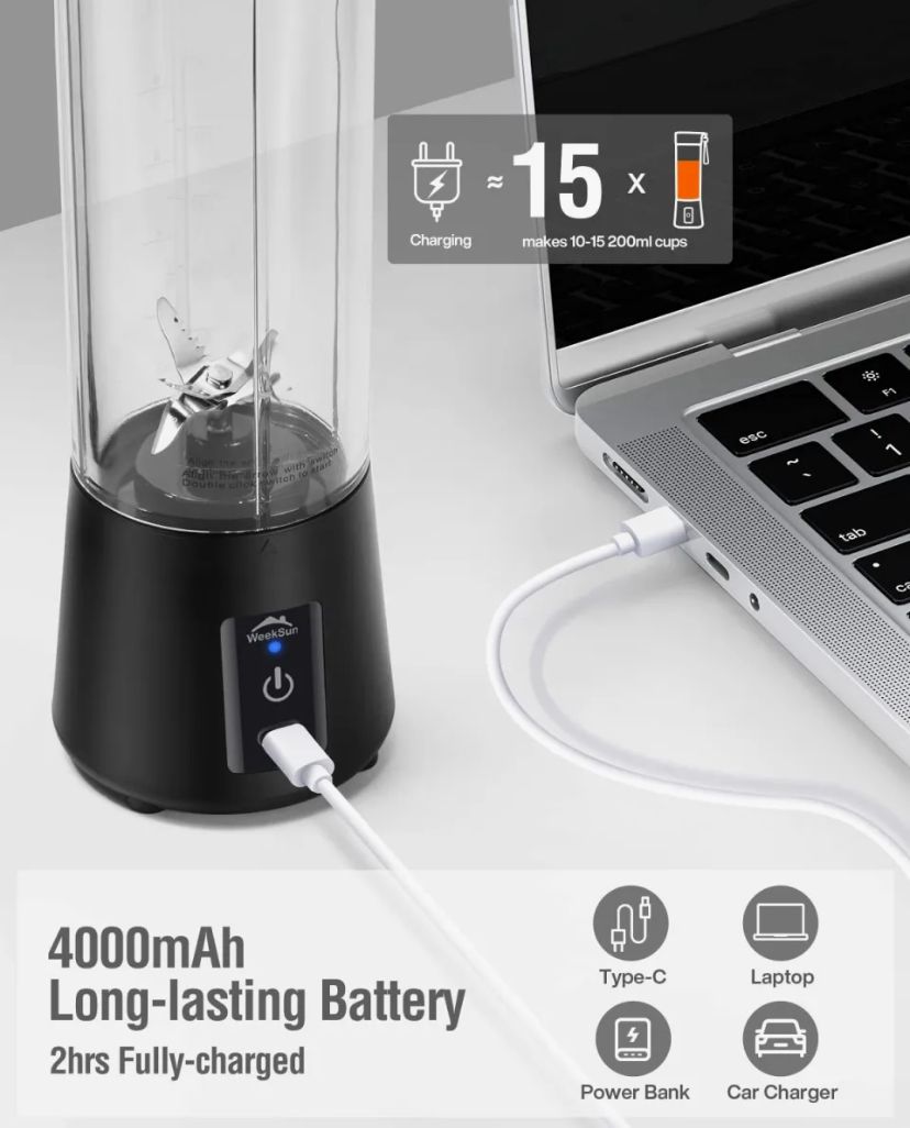 BlendGo Portable USB Blender | Rechargeable Mini Juicer for Travel, Gym & Office