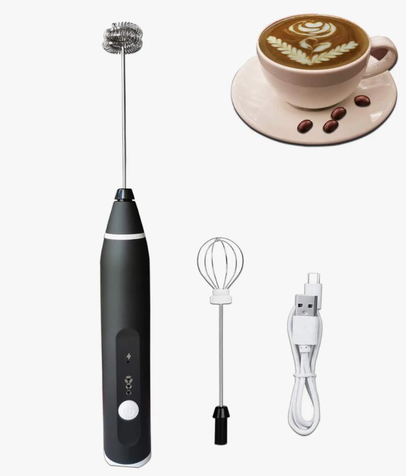3-in-1 Electric Milk Frother & Coffee Beater – USB Rechargeable Handheld Mixer