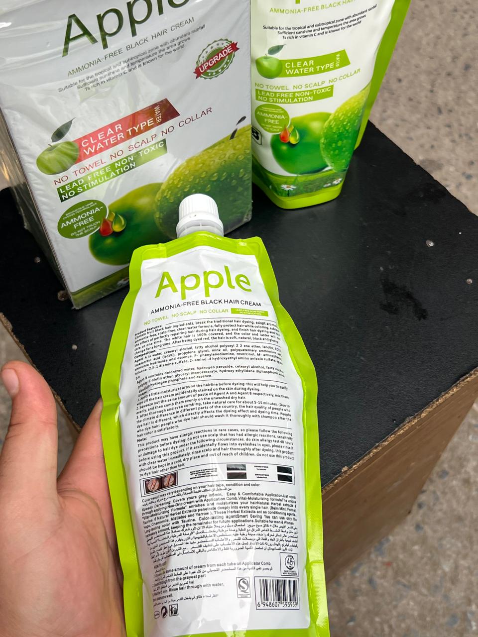 Apple Ammonia-Free Black Hair Cream – No Towel, No Scalp, No Collar | Free Delivery