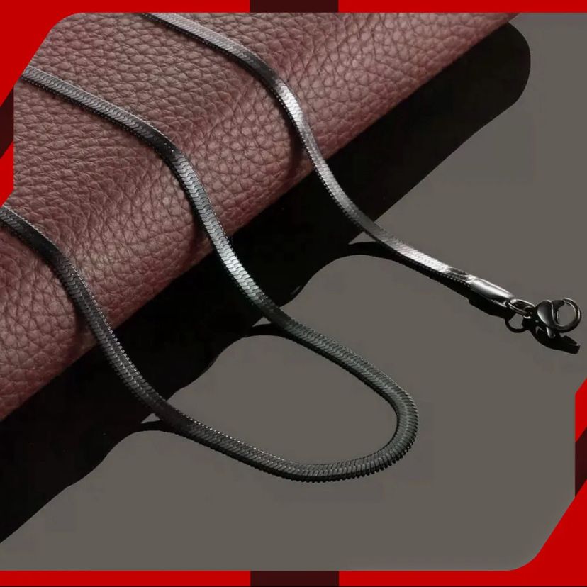 Silver Snake Chain Necklace – Flat Herringbone Style | Men & Women